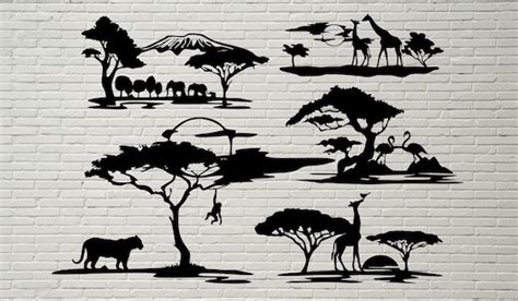 Africa Stencil Dxf Safari Animals Cut File Svg For Cricut Etsy