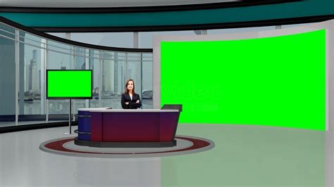 Education 027 Tv Studio Set Virtual Green Screen Background Psd