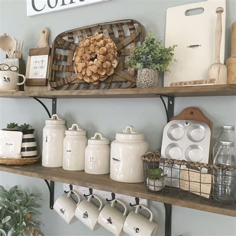 Rae Dunn Display Open Shelves Kitchen Decor Farmhouse Decor