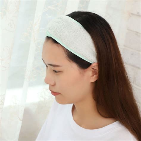 Self Adhesive Spa Make Up Headband Terry Cloth Headband White Stretch Sport 1 Pc