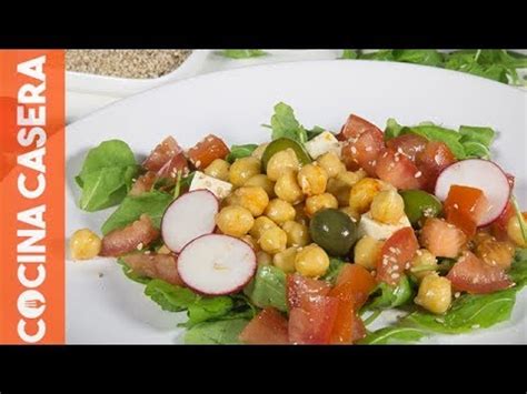 Ensalada De Garbanzos Y R Cula Receta F Cil Youtube