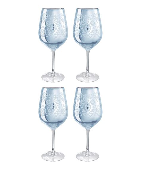 Loving This Blue Brocade Goblet Set Of Four On Zulily Zulilyfinds Entertaining Decor