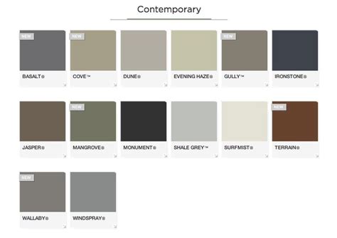 Colourbond Contemporary Colour Chart Exterior Paint Colors For House
