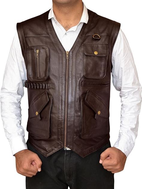 Mens Leather Vest Genuine Lambskin Leather Brown Vests For Men