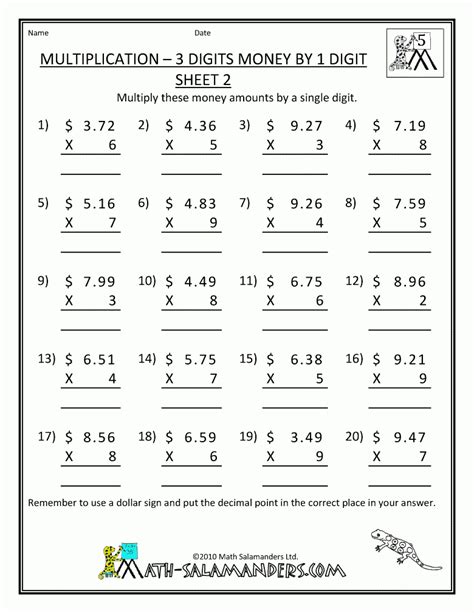 Multiplication Worksheets 9th Grade
