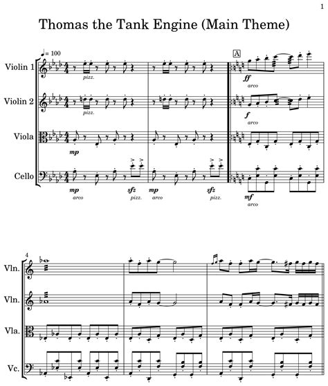 Thomas The Tank Engine Main Theme Sheet Music For Violin Viola Cello