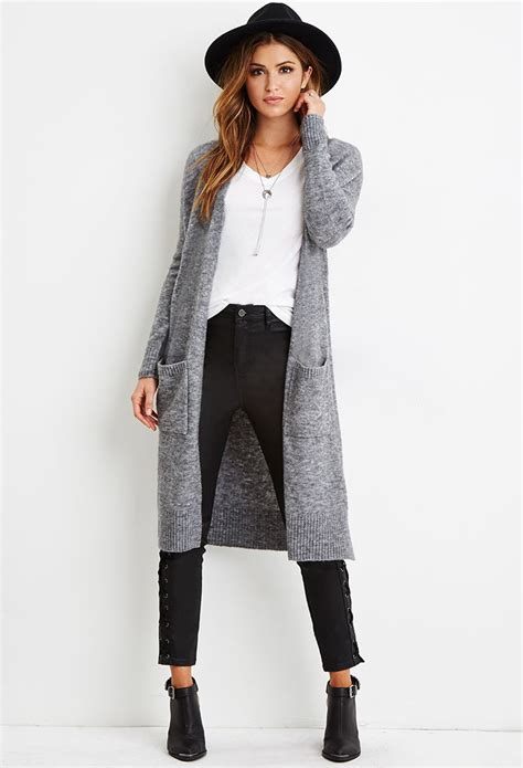 Whatever you're shopping for, we've got it. Forever 21 Marled Knit Longline Cardigan in Gray | Lyst