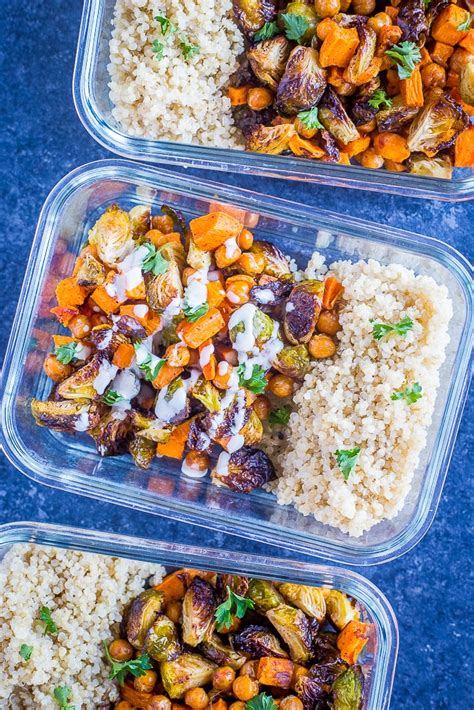 Onto our sheet pan, add the cubed sweet potatoes (leave the skin on for extra nutrients!), diced red onion, and. Roasted Sweet Potato and Chickpea Meal Prep Bowls - She ...