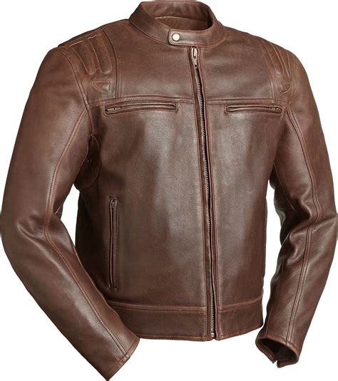 Mens Cruising Heavy Leather Biker Jacket At Amazon Mens Clothing Store