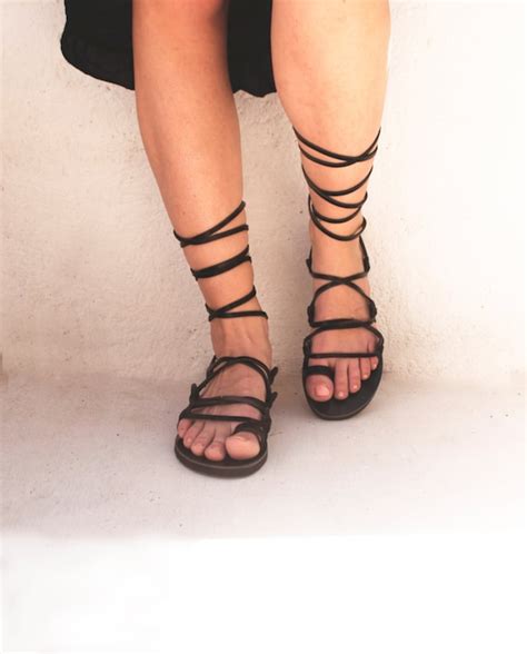 Gladiator Sandals Handmade Boho Lace Up Sandals Tie Up Etsy