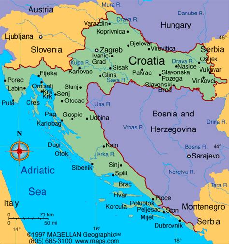 The island contains two salt lakes, veliko and malo jezero, that are located at the western end of the island. Croatia Map | Infoplease