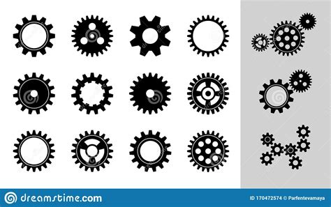 Vector Machine Cogwheel Collection Set Of Gear Wheels And Cogs Flat