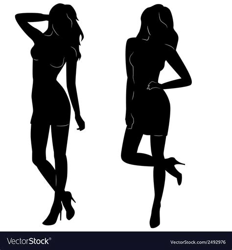 Sexy Woman Silhouettes In Short Dresses Royalty Free Vector Woman Face