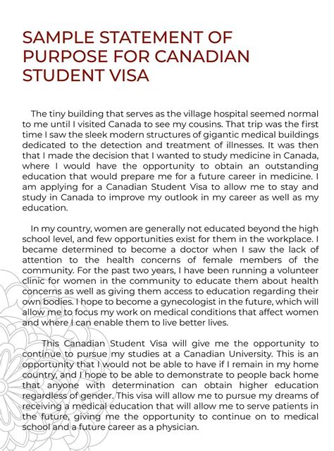 Statement Of Purpose For Applying For Study Visa In Canada Canada US