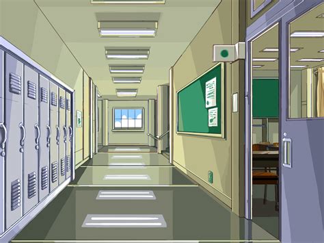 Aesthetic Locker Anime School Hallway Background