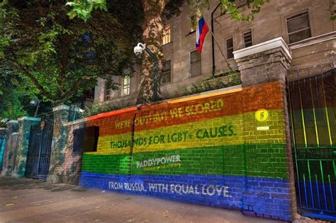 Paddy Power Trolls Russian Embassy During London Pride With Projected Image Of Rainbow Flag