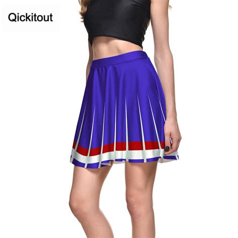 qickitout skirts 2016 new arrival fashion summer slim women s blue skirt red white border 3d