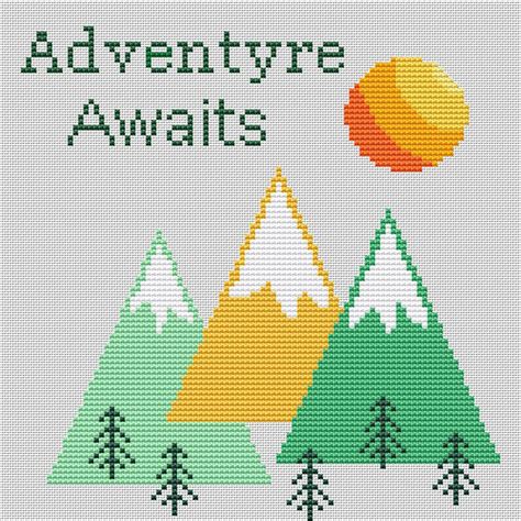Adventure Awaits Cross Stitch Pattern Mountains Modern Cross Etsy