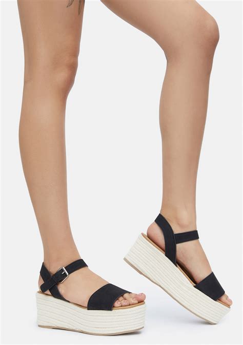 Open Toe Espadrille Platform Sandals Brick Black Dolls Kill