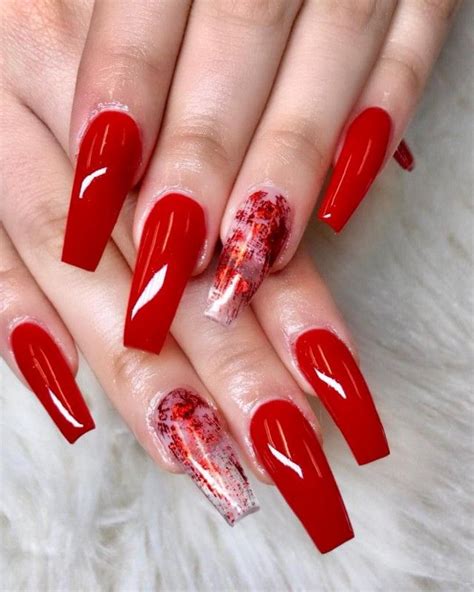 50 Beautiful Nail Art Ideas For Red Manicure Red Acrylic Nails Best
