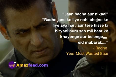 Radhe Salman Khan Dialogues Radhe Your Most Wanted Bhai 2021 Dialogues