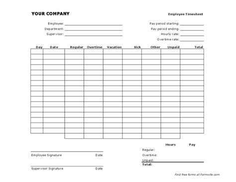 Employee Monthly Timesheet Template Excel