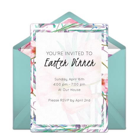 Free Floral Easter Dinner Invitations | Easter invitations, Invitations, Easter