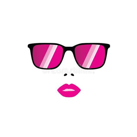 Girl Illustration Vector Face With Sunglasses Stock Vector