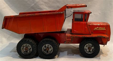 vintage buddy l pressed steel mack tandem hydraulic dump truck toy in red 20 5 ebay