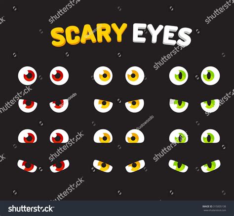 Set Scary Eyes Halloween Use Stickers Stock Vector Royalty Free 315005138