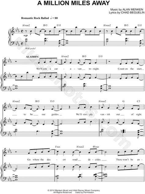 A Million Miles Away From Aladdin The Musical Sheet Music In Eb Major Transposable