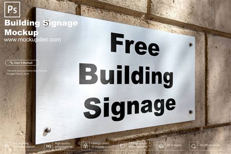 Free Metal Building Signage Mockup Psd Template Mockup Den