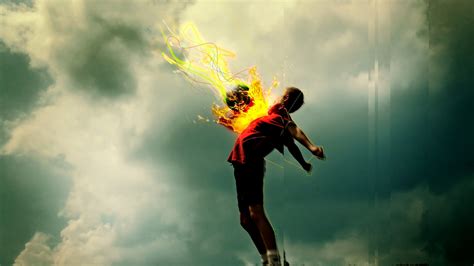 Full HD Wallpaper football fire ball abstraction, Desktop ...