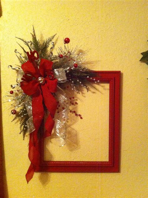 Frame Wreath I Made Christmas Frames Diy Christmas Picture Frames