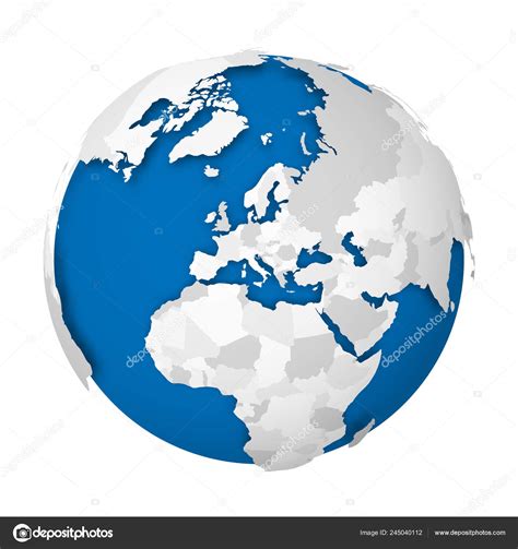 Earth Globe 3d World Map With Grey Political Map Of Countries Dropping