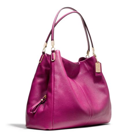 lyst coach madison leather phoebe shoulder bag in purple