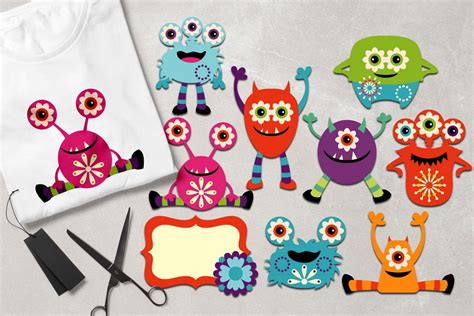 Cute Spring Monsters Graphics 90681 Illustrations Design Bundles