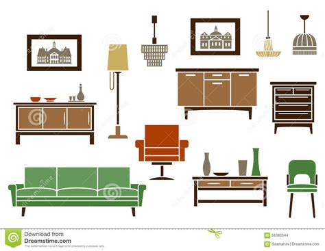 Icono de línea delgada de muebles en la vista superior para el diseño. Muebles Del Hogar E Iconos Planos Interiores Ilustración ...