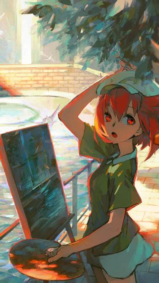 320x568 Anime Girl Doing Paiting Artwork 320x568 Resolution Hd 4k