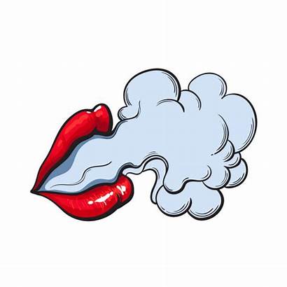 Smoke Lips Drawing Cloud Vector Female Coming
