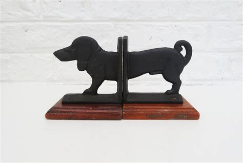 Vintage Cast Dachshund Bookends Dog Bookends Iron Door Stop Etsy