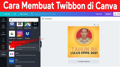 cara upload twibbon di canva