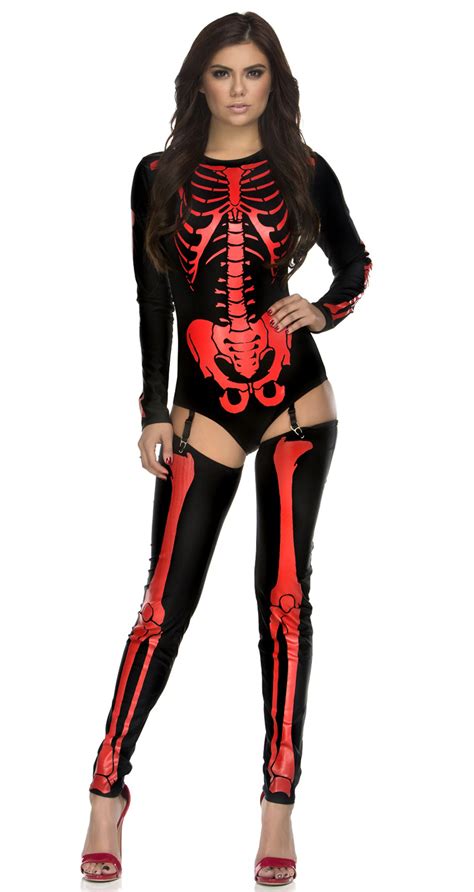 Sexy Black Skeleton Print Bodysuit Halloween Costume N11218