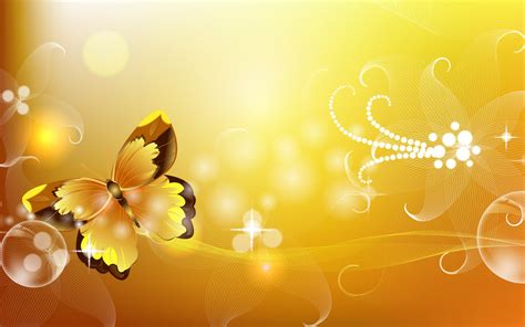 Gold Abstract Butterflies Floral Background For Powerpoint Abstract