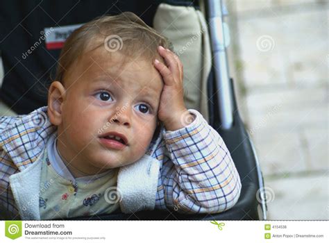 Thinking Child Stock Photo Image Of Emotional Boys