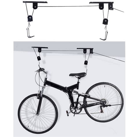 You may be having problems storing your bicycles in your garage if you are limited in space. Bike Bicycle Lift Ceiling Mounted Hoist Storage Garage Hanger Pulley Rack Metal Black Lift ...