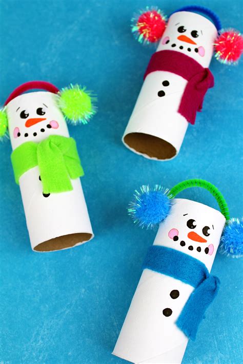 Recycled Toilet Paper Tube Christmas Snowmen Craft