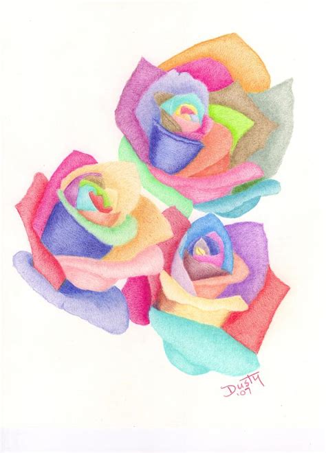 Psychedelic Roses Drawing By Dusty Reed