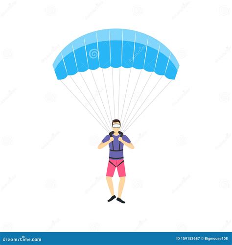 Cartoon Characters Skydiving Or Parachuting Man On A White Vector