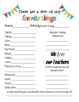 Teacher Favorite Things Template Editable Free Printable Templates Hot Sex Picture
